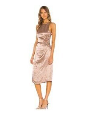 GRLFRND Pink Satin Frank Stripper Girl Midi Dress S